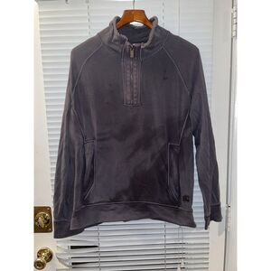 Hugo Boss Gray Orange Half Zip Sweater Sweatshirt Pullover Vintage Distress Sz L